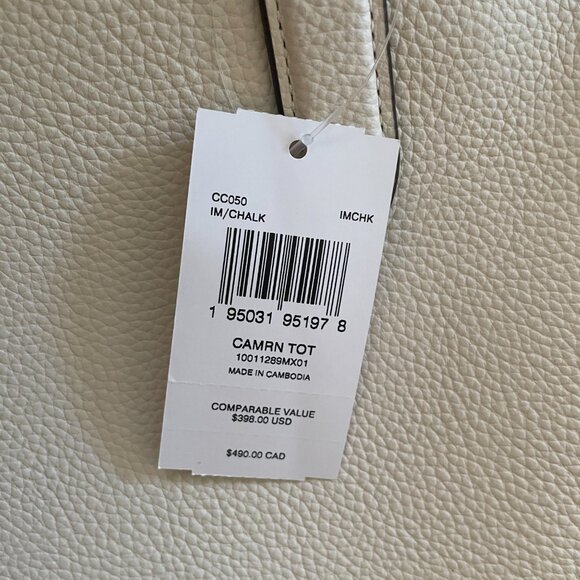 COACH Pebble Leather CAMERON Large Tote Shoulder Bag ~ CHALK ~ CC050 - Picture 10 of 10